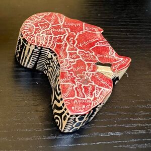 Unique map of Africa Red and Black Decorative Trinket Box
